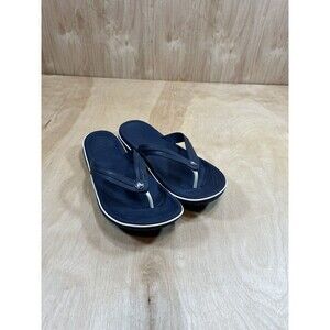 Crocs Crocband Flip Flops Sandals Mens 12 Navy Blue And White